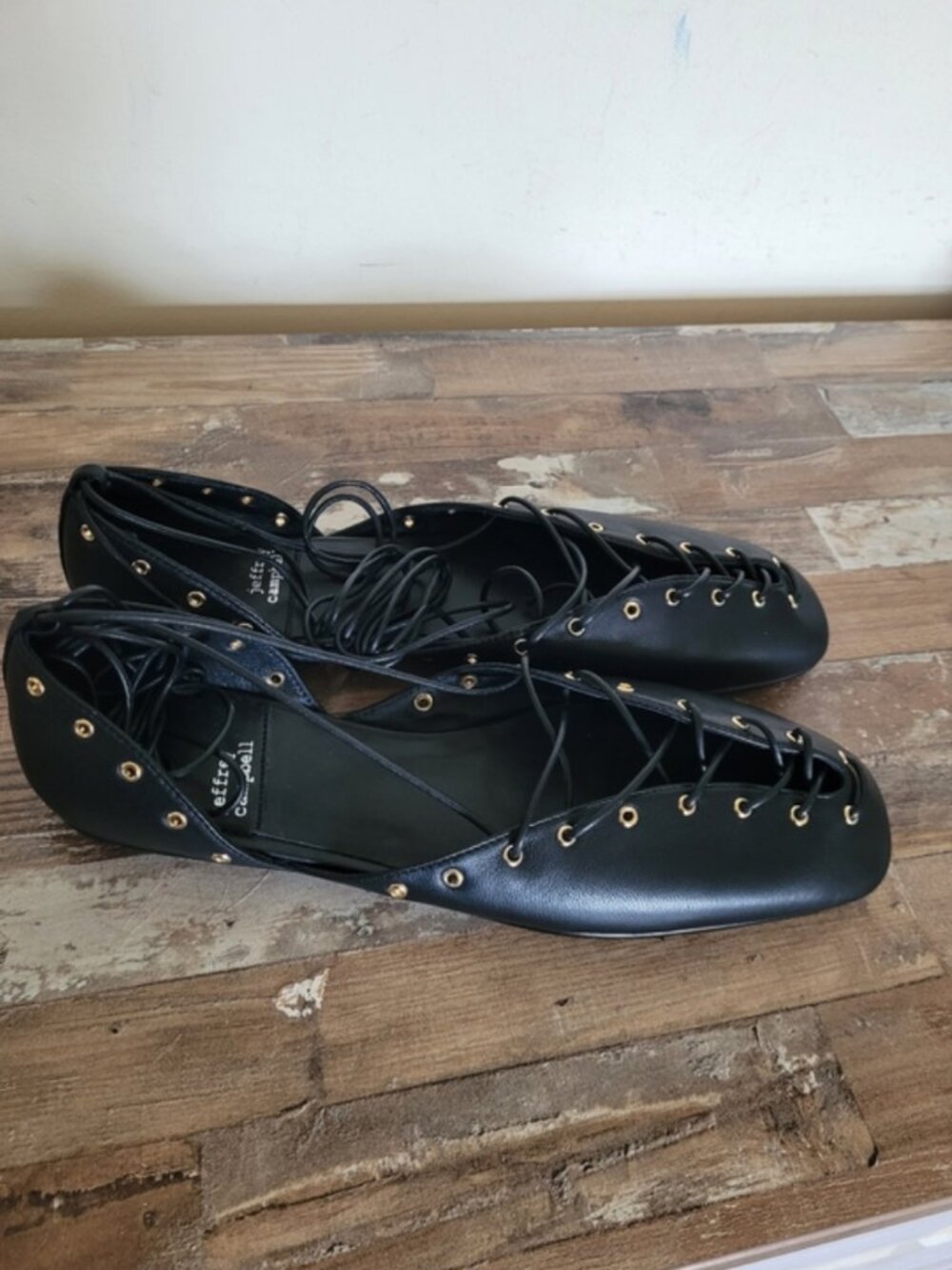 Free People Jeffrey Campbell ballet flat corset lace-up black shoes size 8 - Picture 5 of 11